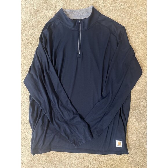 Carhartt Force 1/4 Zip Navy Blue Pullover Mens 3XL Tall Activewear Lightweight - Picture 1 of 6